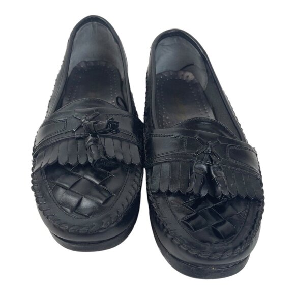 Deer Stags Loafer Black Herman Dress Shoe Tassel Weave Mens SIze 9M main image 8